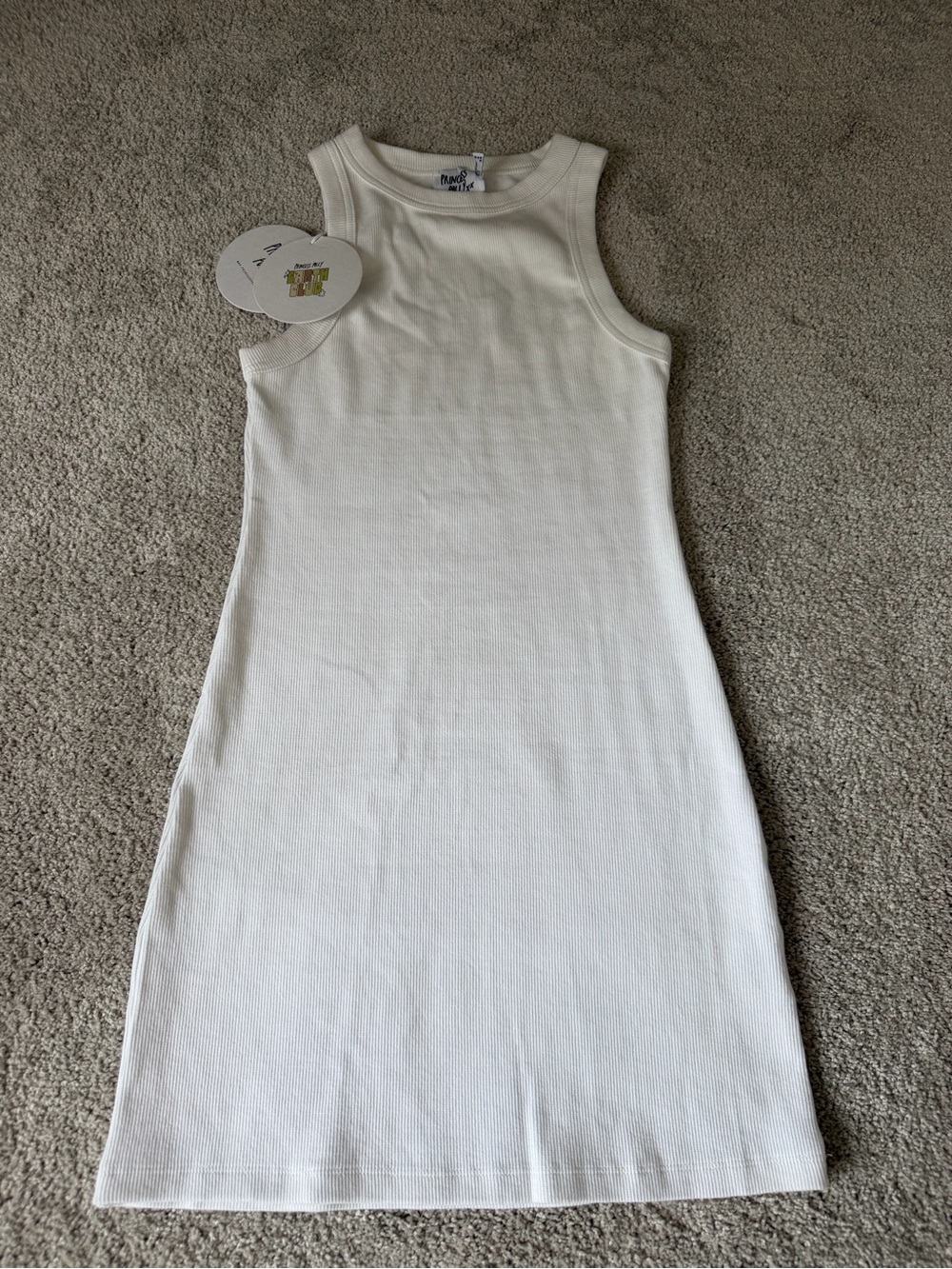 Princess Polly White Ribbed Bodycon Organic Classic Tank Dress Size 4 NWT